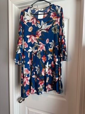 Umgee Royal Blue Floral Tiered Dress